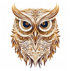 Owl stroke outline bird white background creativity.