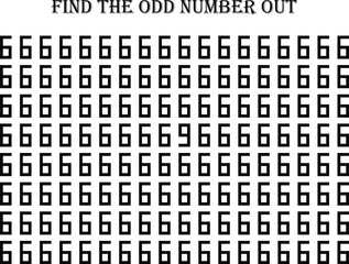 Find the different of 6 (9) in black font with black background