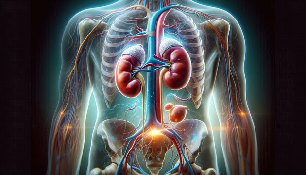 illustration of a human Kidneys ,Kidneys pain,Kidneys fails, kidneys promblems   isolated background, 3d rendered style
