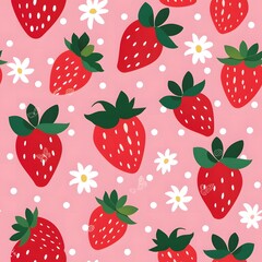 strawberry seamless pattern with a pink background