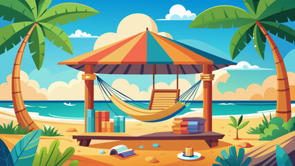 a-beachside-cabana-with-shelves-of-books-and-a-com