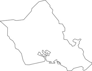 dash line drawing of oahu island map.