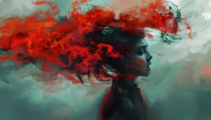 Turbulent Introspection:A Digital Painting Exploring the Emotional Journey Through Job Burnout and Renewal