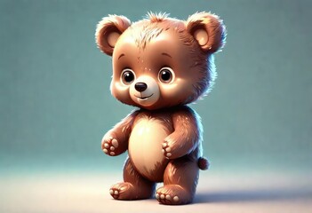 a cute adorable baby bear  in the style of children-friendly cartoon animation fantasy style 