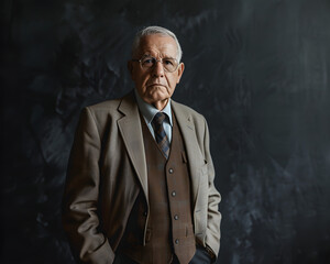 Fototapeta premium Elderly businessman wearing a brown suit