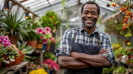 A Happy Gardener in Greenhouse