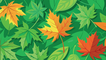 background with yellow-green maple leaves. autumn-summer moods