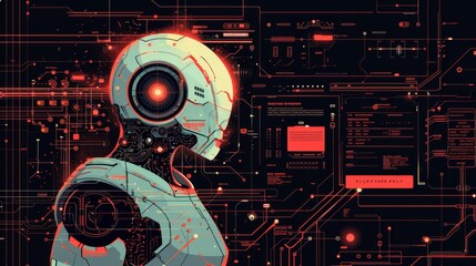 Digital Innovation: A vector illustration of a futuristic robot