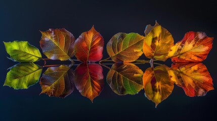 Naklejka na ściany i meble Macro Shot of Colorful Fall Leaves