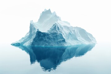 Iceberg silhouette against a transparent white backdrop, symbolizing hidden depths and chill - obrazy, fototapety, plakaty