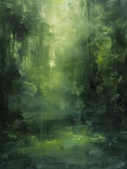 Abstract texture of a green background, an oil painting with a dark and mysterious atmosphere, soft light and shadow effects, neutral tones, delicate brushstrokes, an elegant composition, subtle detai