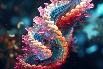 DNA Helix - Swirling Energy Flows Illustration - Close-Up - obrazy, fototapety, plakaty