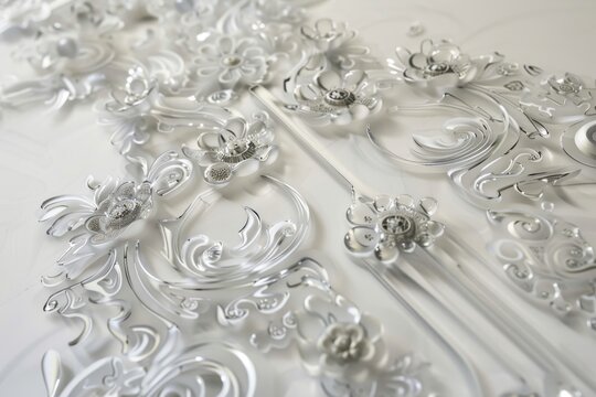 Intricate decoration pieces on a transparent white canvas, adding sophistication to designs