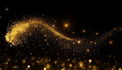 Obraz premium 簡素な背景に高級感を表現し、煌びやかなアクセントが施された砂金が軽やかに舞い上がる