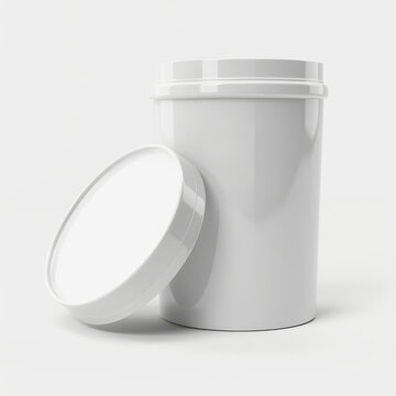 white plastic jar with open lid
