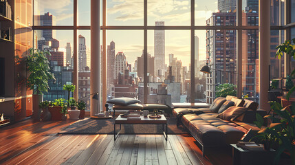 Chic Urban Living: Floor-to-Ceiling Views