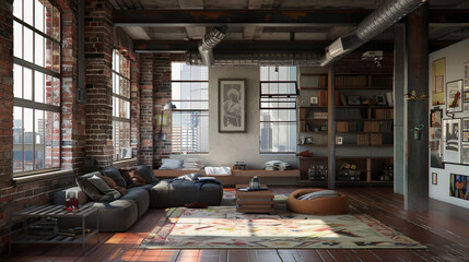 "Chic Urban Loft: Exposed Brick Elegance