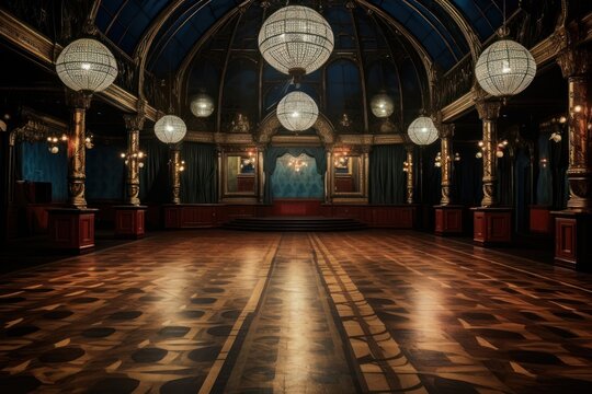 Vintage dance floor architecture chandelier ballroom