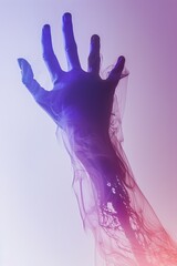 Obraz premium the sight of a zombie hand shadow against a stark background