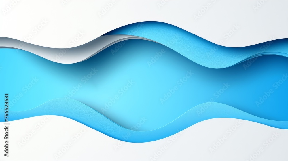 Aufkleber Frame made of abstract organic blue white color paper cut overlapping paper waves texture background banner panorama illustration for webdesign or business