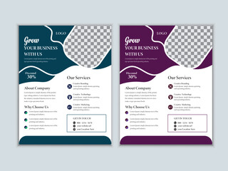 Corporate modern business flyer design with abstract shapes