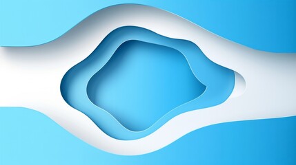 Frame made of abstract organic blue white color paper cut overlapping paper waves texture background banner panorama illustration for webdesign or business