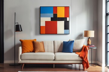 Modern geometric artwork against a clean white canvas, evoking sophistication