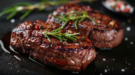Grilled Steak with Fresh Rosemary and Spices