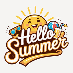 Obraz premium hello summer t shirt design,Print Summer t-shirt design