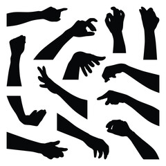 Vector collection set of gesture hand silhouettes.	