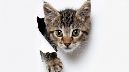 Peek-a-Boo Kitten: Adorable Cutout Sticker Style