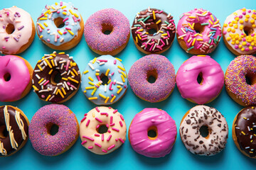 Assorted doughnuts arranged on a table