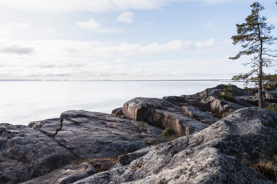 rocks on the shore. Finland