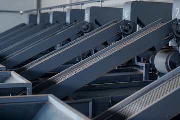Conveyor belts for peeling nuts in production, food factory