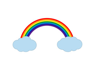 Colorful Rainbow and Clouds Vector Illustration