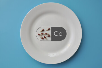 The mineral "calcium" in tablets. Calcium deficiency in the body.