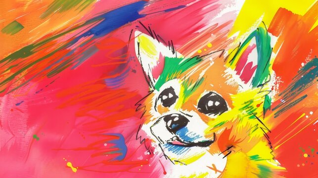 A colorful painting of a chihuahua.