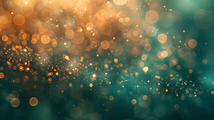 Enchanting image of radiant bokeh orbs scattered across a rich aquamarine backdrop