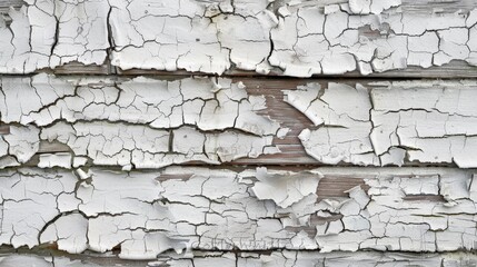 Peeling white paint on wooden surface