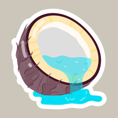 Dried and Fresh Coconuts Flat Stickers 
