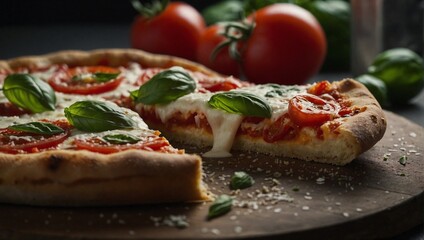 A slice of margherita pizza