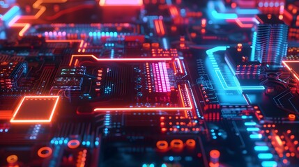 walls wrapped in digital binary codes with blue lights in the technology gateway