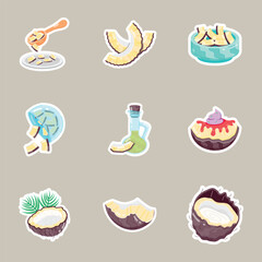 Handy Pack of Tropical Coconut Flat Stickers 

