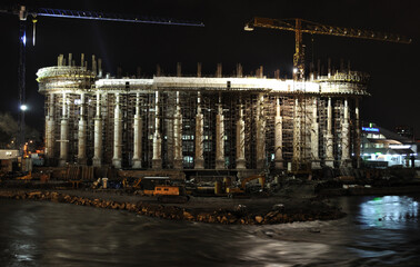 Panoramic photo of the construction of the Archaeological Museum of Macedonia, which is located...