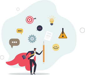 success businessman with competency skills set.flat vector illustration.