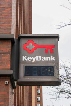 KeyBank, the primary subsidiary of KeyCorp, is an American regional bank headquartered in Cleveland (OH) USA. Taken at Cleveland (OH) on April 2024.