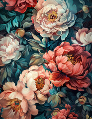 Bouquet of colorful flowers hanging on a wall