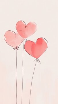 Cute valentine illustration balloon drawing sketch.