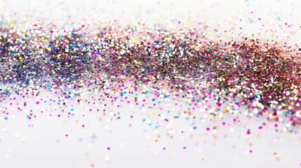Fototapeta premium A colorful, glittery background with a white line. The background is full of different colored glitter