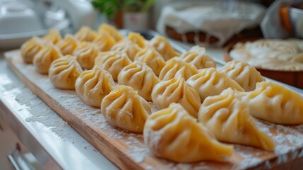 Azerbaijani gyurza. these are elongated dumplings with a curl of dough at the top.